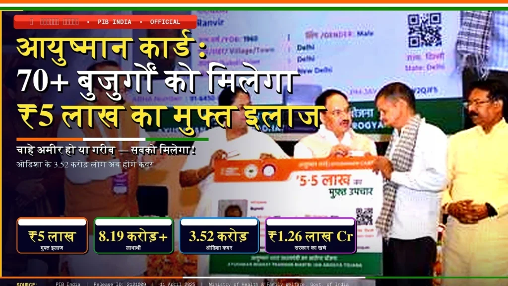 आयुष्मान कार्ड: अब 70 साल से ऊपर के हर बुजुर्ग को मिलेगा 5 लाख का मुफ्त इलाज — जानिए कैसे बनवाएं